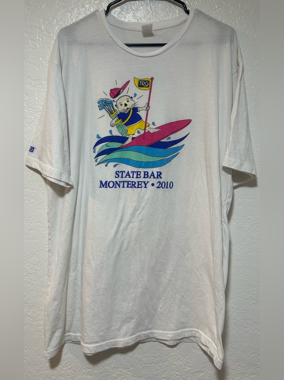 State Bar Monterey 2010 Graphic Tee - White with Pink & Blue Surf Design